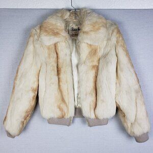 Vintage Richard Mann for Leather Bug Genuine Fur Jacket Coat Bomber size M Y2K